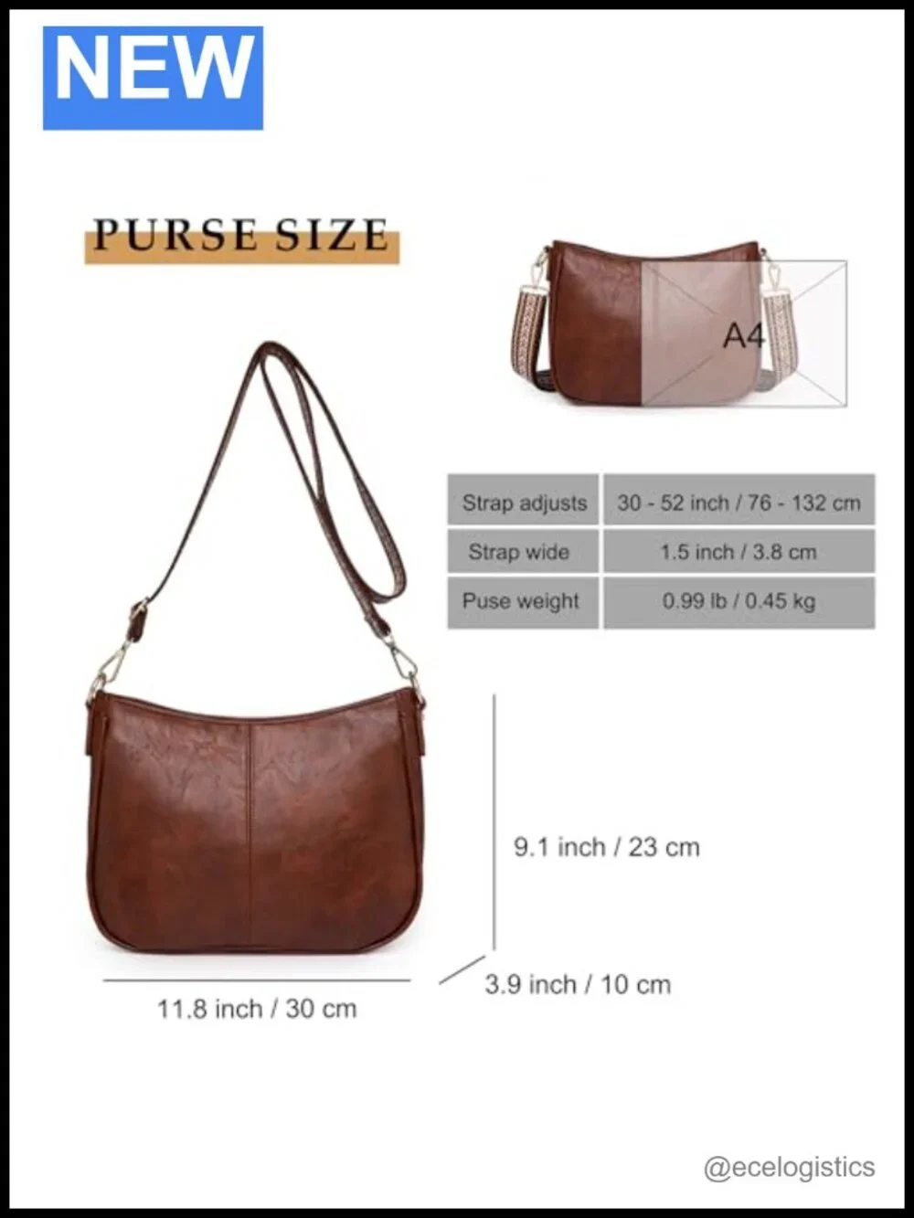 Women's PU Leather Hobo Crossbody Bag Lightweight Shoulder Purse